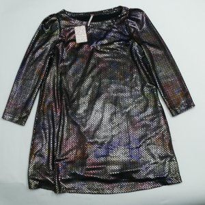 Free People Silver Iridescent Metallic Dress S NWT